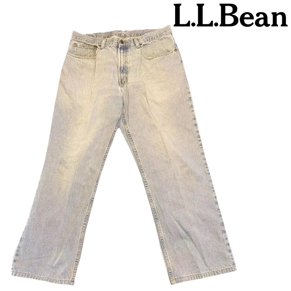 Vintage Y2K LL Bean 1912 Men's Denim Blue Jeans 36x30 Light Wash Zip Boot Cut